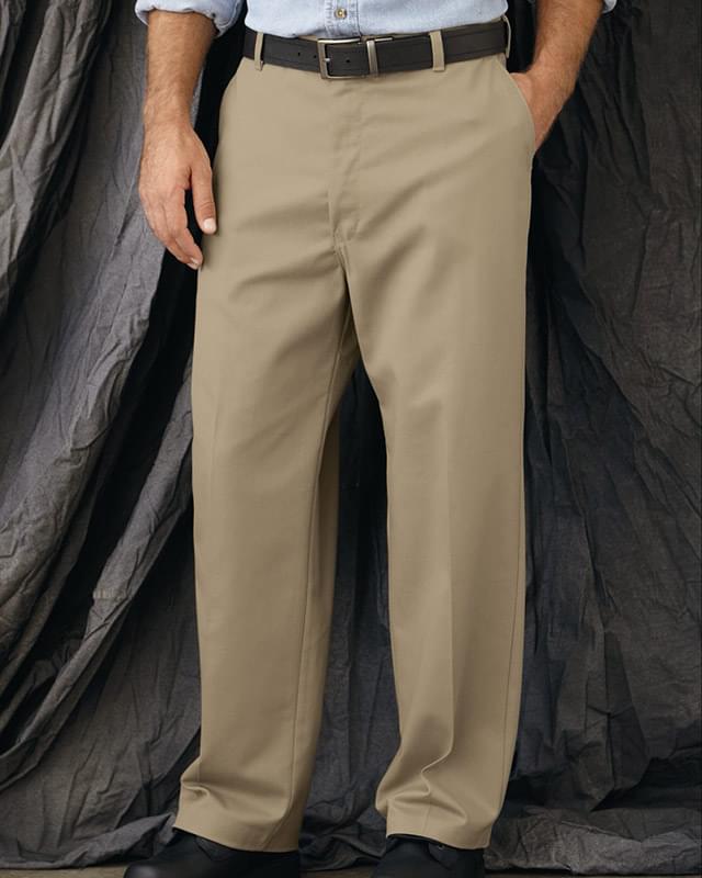 Plain Front Casual Cotton Pants