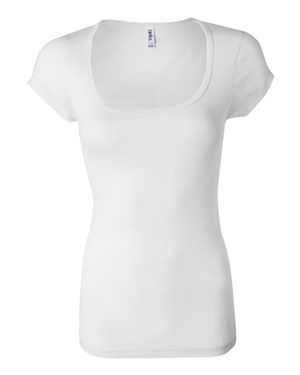 Women's Short Sleeve Sheer Mini Rib Scoopneck Tee