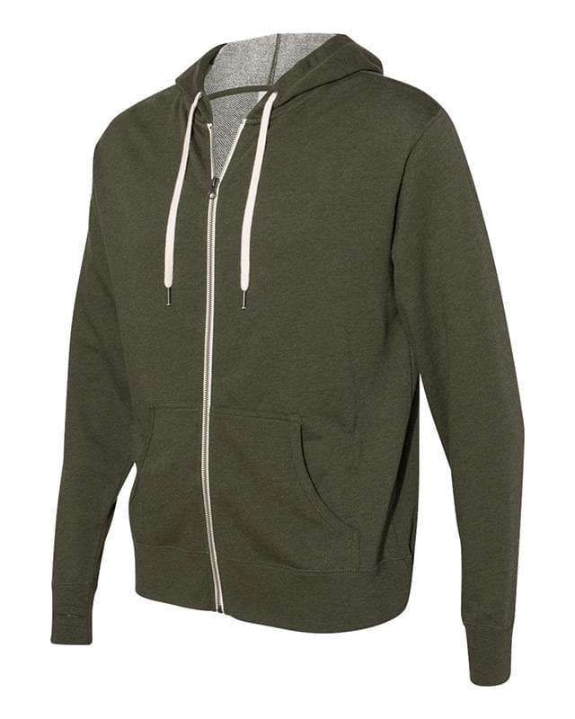 Unisex French Terry Heathered Hooded Full-Zip Sweatshirt