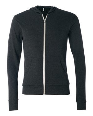 Unisex Triblend Lightweight Hooded Full-Zip Tee