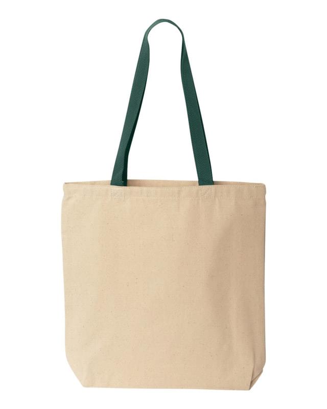 10 Ounce Gusseted Cotton Canvas Tote with Colored Handle