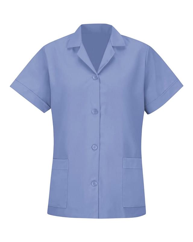 Women's Loose Fit Short Sleeve Button Smock