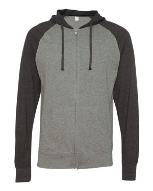 Lightweight Jersey Raglan Hooded Full-Zip T-Shirt