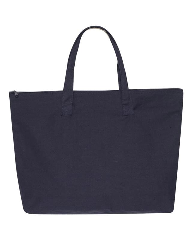 10 Ounce Cotton Canvas Tote with Zipper Top Closure