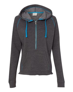 Women's Half-Zip Triblend Hooded Pullover Sweatshirt