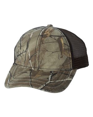 Camo Cap with Mesh Back and American Flag Undervisor
