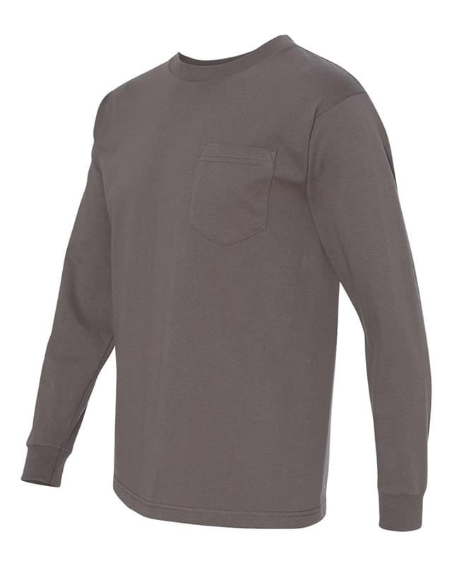USA-Made Long Sleeve T-Shirt with a Pocket