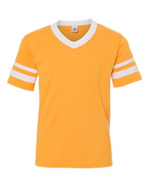 Youth V-Neck Jersey with Striped Sleeves