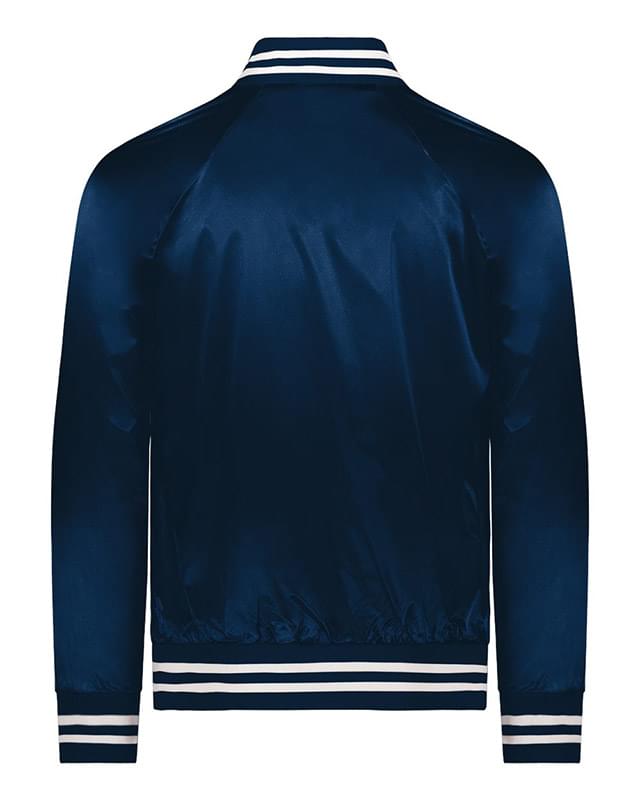 Satin Baseball Jacket Striped Trim