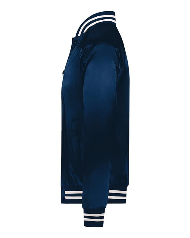 Satin Baseball Jacket Striped Trim