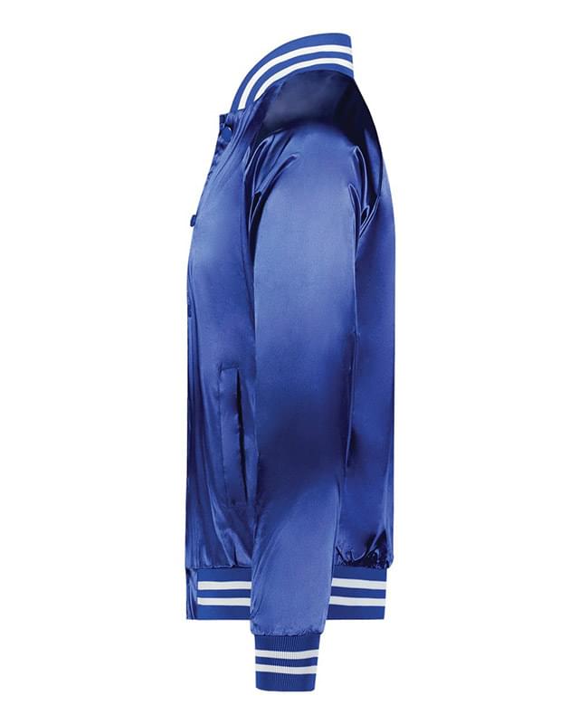 Satin Baseball Jacket Striped Trim