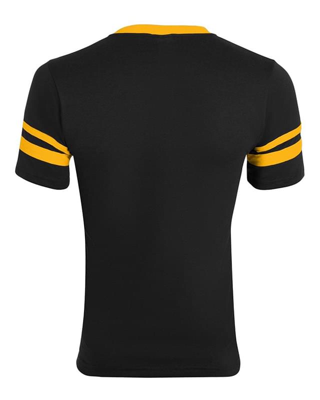 Youth V-Neck Jersey with Striped Sleeves