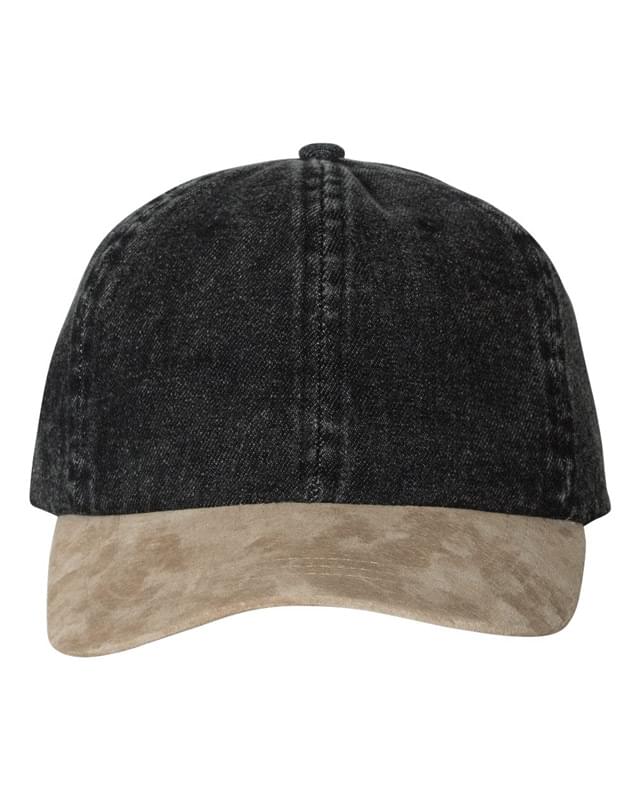 Washed Denim With Suede Bill Cap