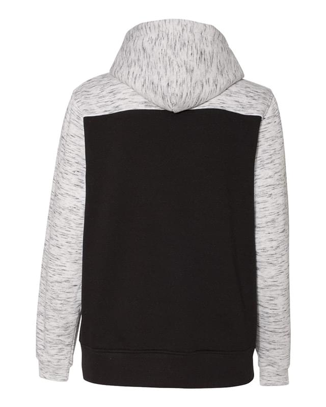 Melange Fleece Colorblocked Hooded Pullover