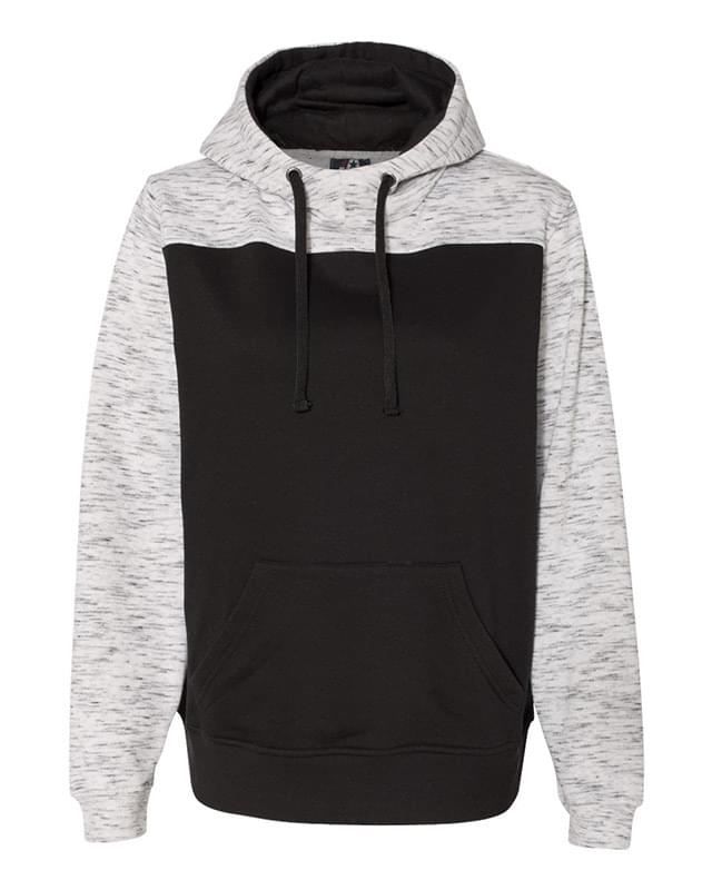 Melange Fleece Colorblocked Hooded Pullover