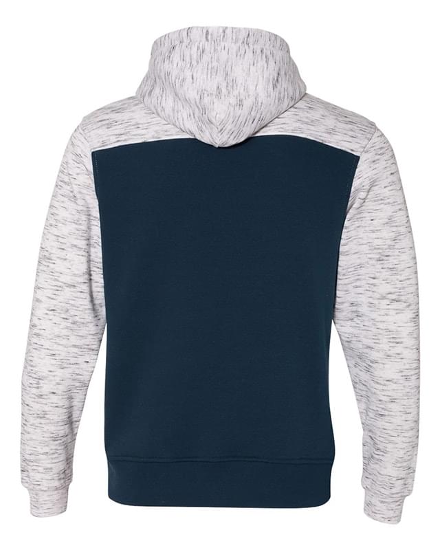 Melange Fleece Colorblocked Hooded Pullover