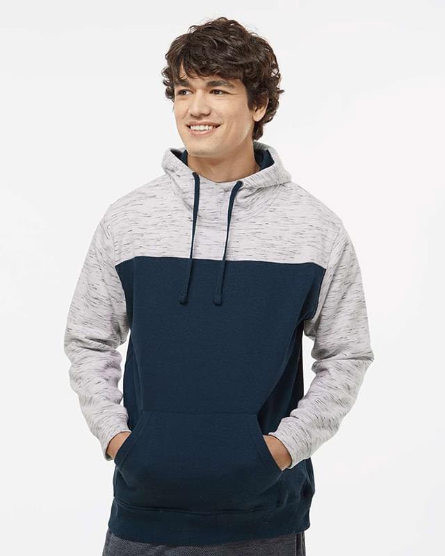 Melange Fleece Colorblocked Hooded Pullover