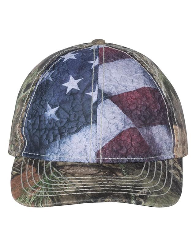 Camo with Flag Sublimated Front Panels Cap