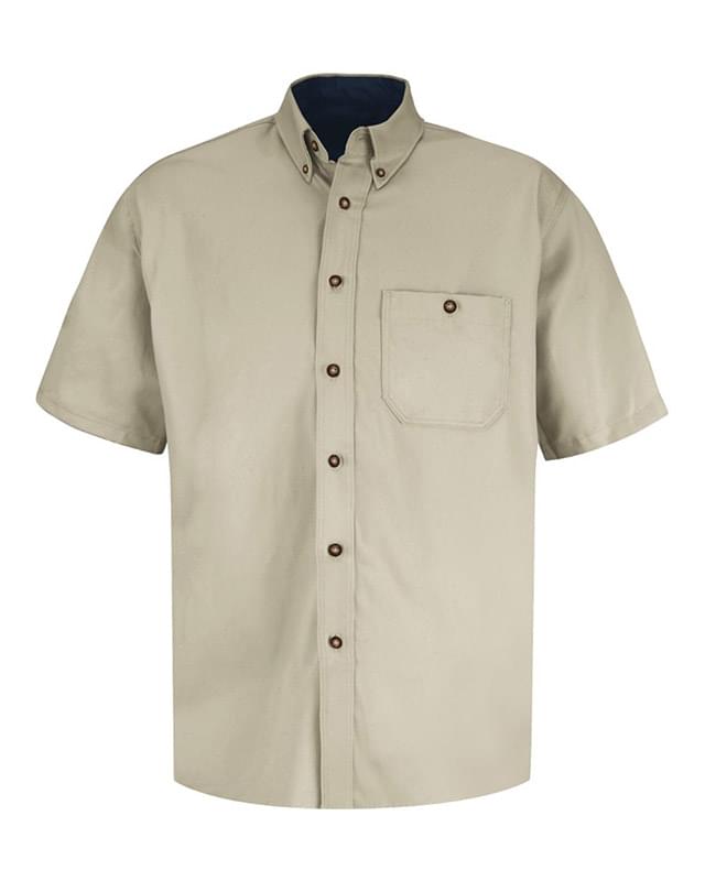 Men's Short Sleeve 100% Cotton Dress Shirt