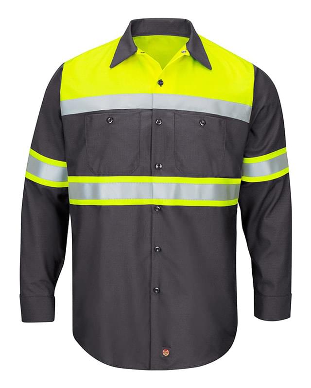 Hi-Visibility Colorblock Ripstop Long Sleeve Work Shirt