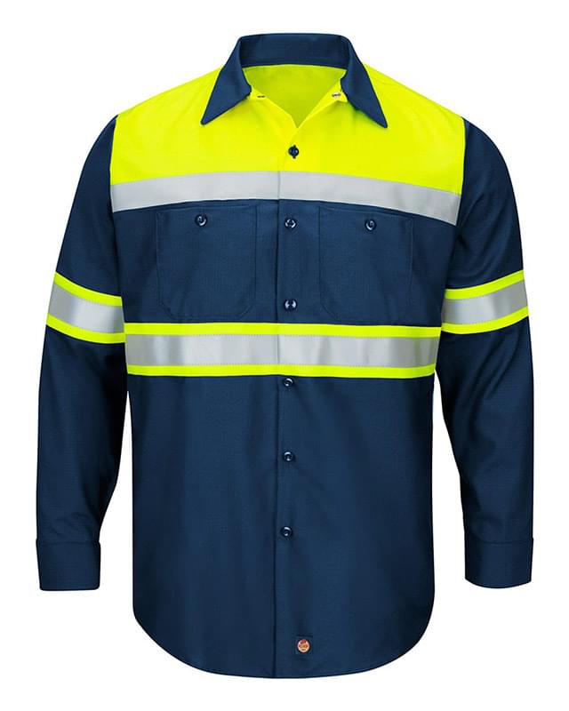 Hi-Visibility Colorblock Ripstop Long Sleeve Work Shirt