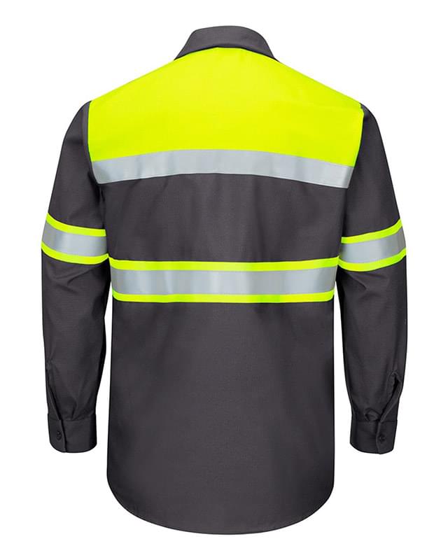Hi-Visibility Colorblock Ripstop Long Sleeve Work Shirt - TALL