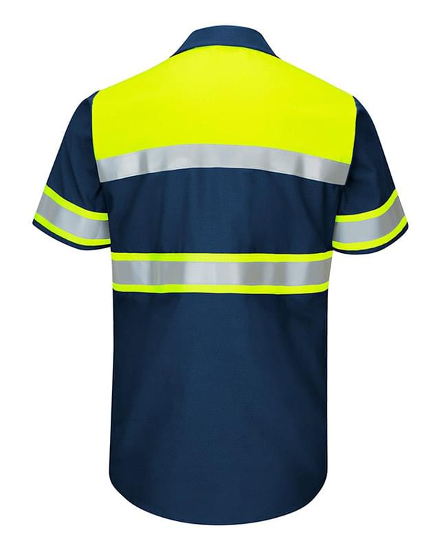 Hi-Visibility Colorblock Ripstop Short Sleeve Work Shirt - TALL
