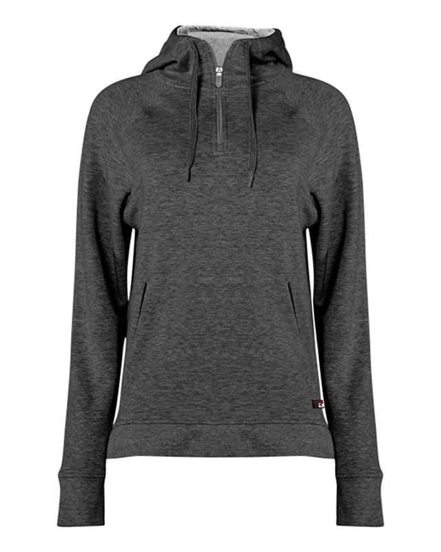 FitFlex Women's French Terry Hooded Quarter-Zip