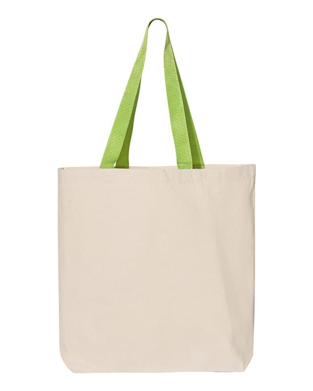 11L Canvas Tote With Color Handles