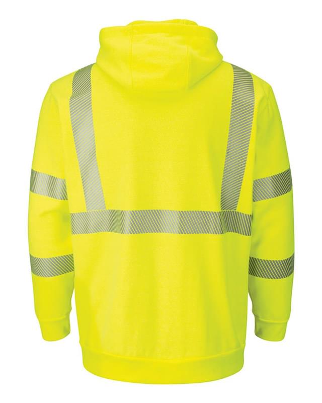 Hi-Visibility Zip-Front Hooded Fleece Sweatshirt with Waffle Lining