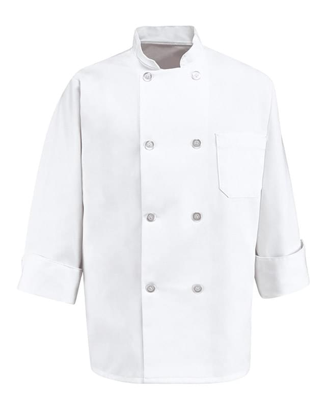 Eight Pearl Button Chef Coat Long Sizes