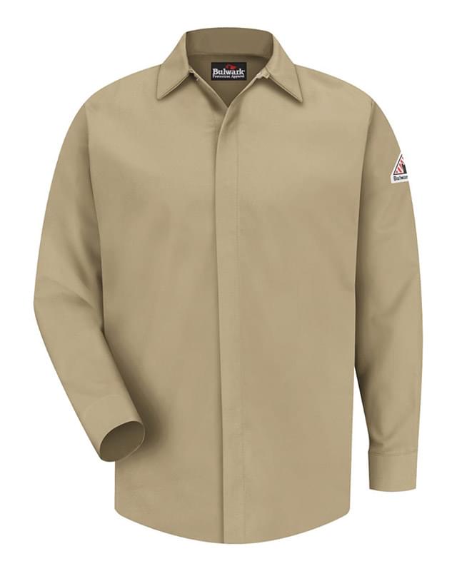 Concealed-Gripper Pocketless Work Shirt Long Sizes