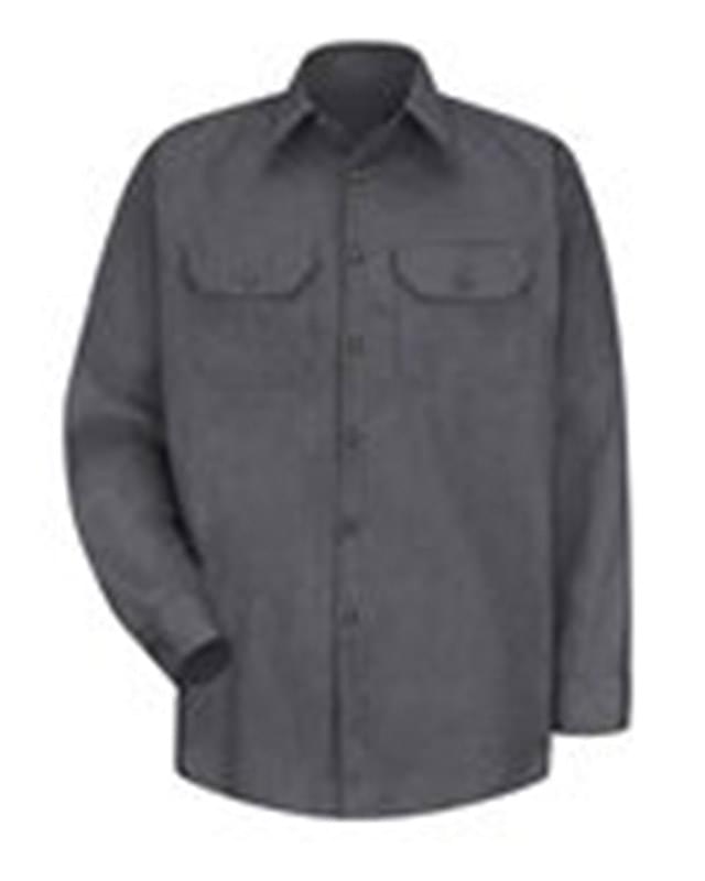 Heathered Poplin Long Sleeve Shirt - Long Sizes