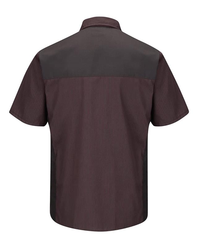 Short Sleeve Striped Color Block Shirt - Long Sizes
