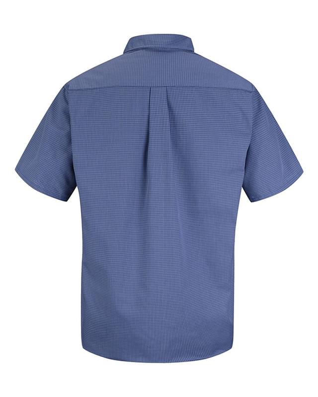 Mini-Plaid Uniform Short Sleeve Shirt - Long Sizes