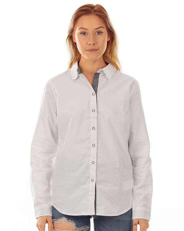 Women's Peached Poplin Long Sleeve Shirt