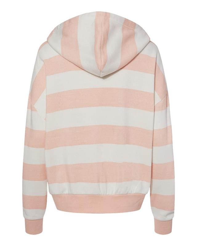 Women's Striped Fleece Boxy Hooded Sweatshirt