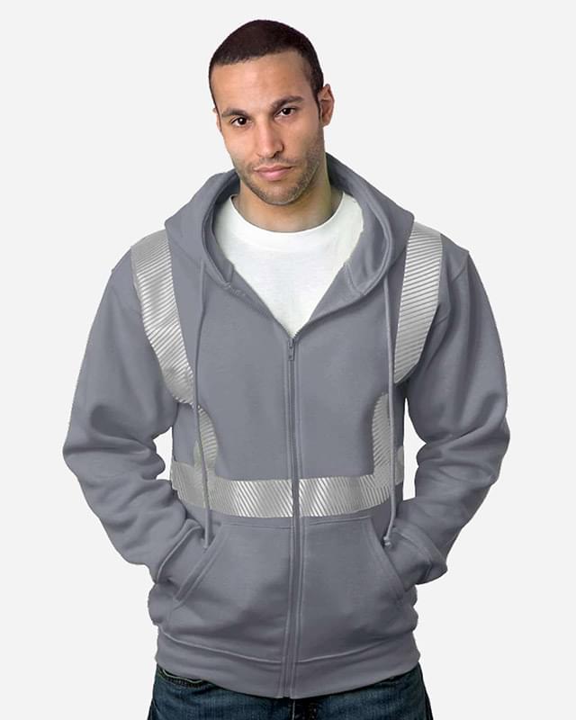 USA-Made Hi-Visibility Full-Zip Hooded Sweatshirt - Segmented Tape
