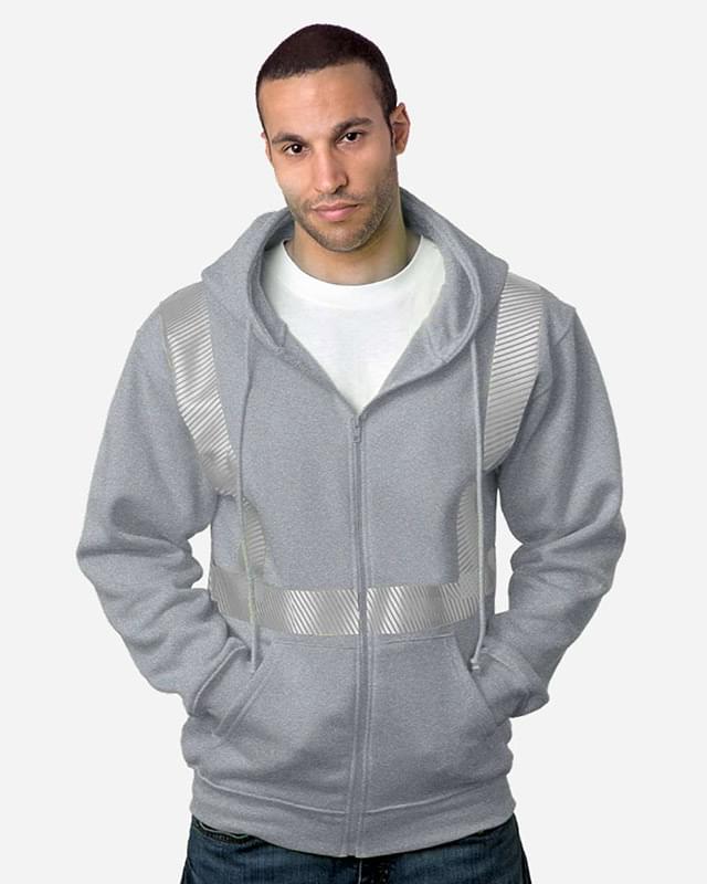 USA-Made Hi-Visibility Full-Zip Hooded Sweatshirt - Segmented Tape