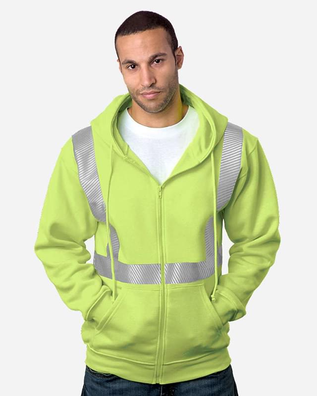 USA-Made Hi-Visibility Full-Zip Hooded Sweatshirt - Segmented Tape