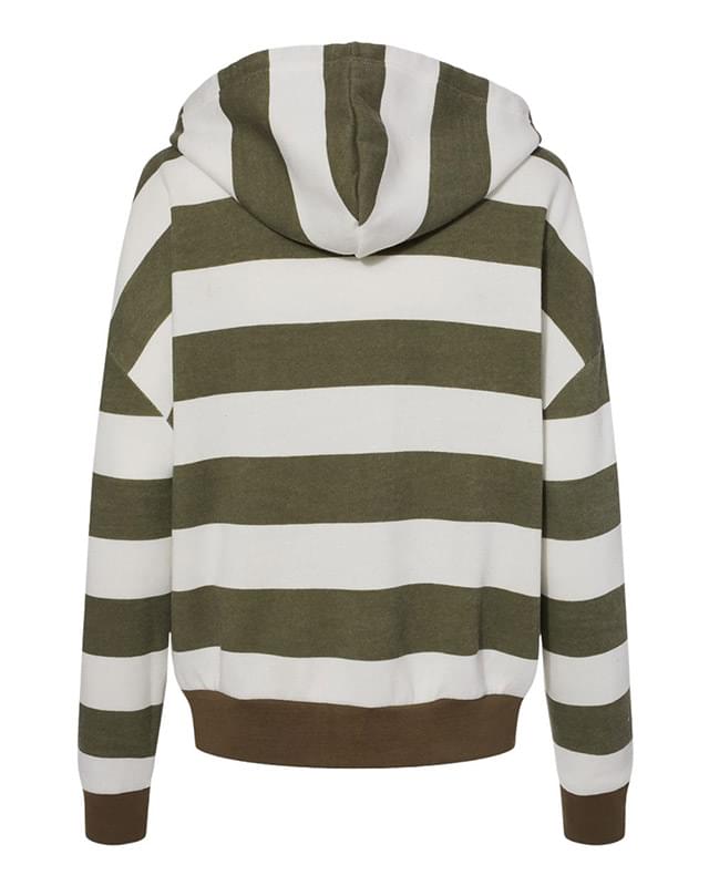 Women's Striped Fleece Boxy Hooded Sweatshirt
