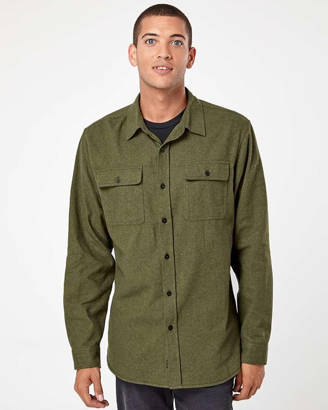 Solid Long Sleeve Flannel Shirt