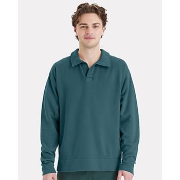 Garment-Dyed Polo Collar Sweatshirt