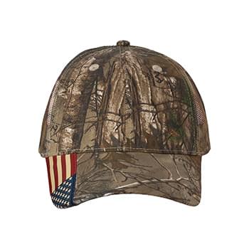 Camo Woven USA Flag Mesh Cap