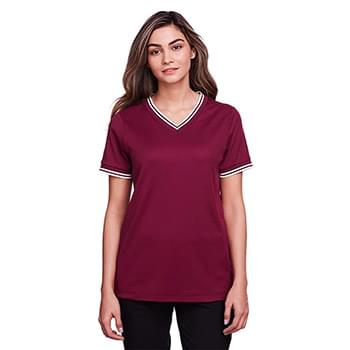 Women's CrownLux Performance® Plaited Tipped V-Neck Shirt