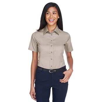 Women's Easy Blend™ Short Sleeve Twill Dress Shirt with Stain-Release