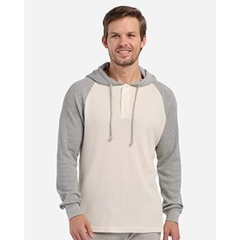 Unisex Waffle Knit Pullover Hooded Long Sleeve T-Shirt