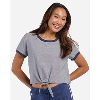 Women's Striped Tie Front T-Shirt