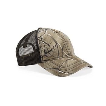 Camo Cap with Mesh Back and American Flag Undervisor