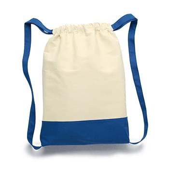 11 Ounce Cotton Canvas Contrast Bottom Drawstring Backpack